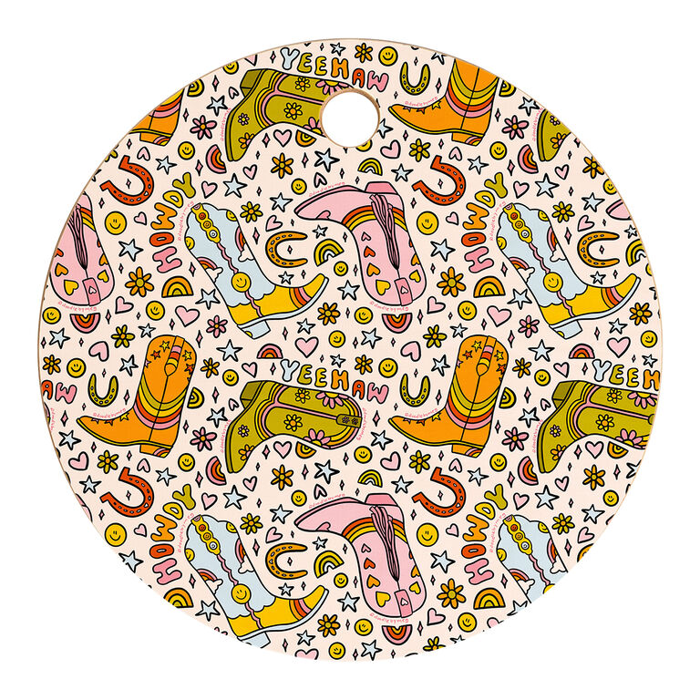 Society6 Round Multicolor Howdy Cutting Board image number 1