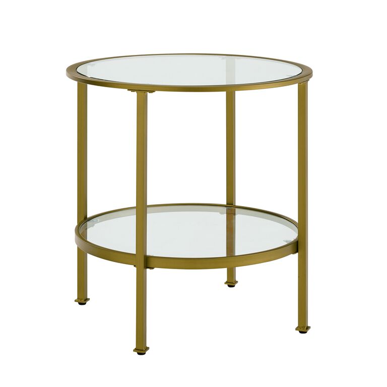Milayan Round Metal and Glass End Table With Shelf image number 1