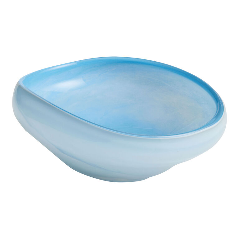 Blue Mouth Blown Glass Decorative Bowl image number 1
