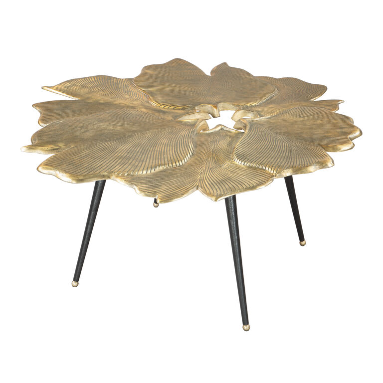 Gingko Antique Brass Metal Leaf Coffee Table image number 1