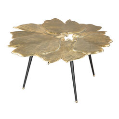 Gingko Antique Brass Metal Leaf Coffee Table