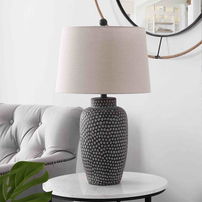 Jerlen Brown And White Organic Dot Table Lamp image number 2