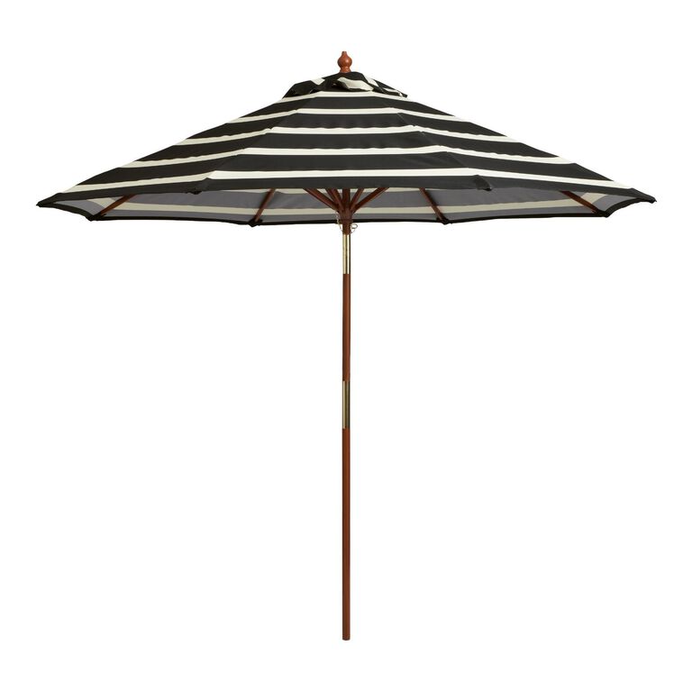 Black and White Stripe 9 Ft Replacement Umbrella Canopy image number 3