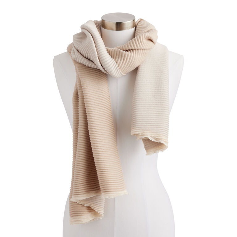 Sage Green And Ivory Pleated Reversible Scarf image number 1