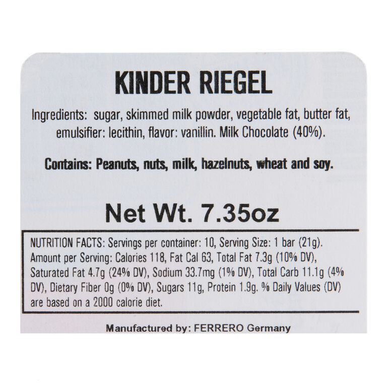 Kinder Riegel Milk Chocolate Sticks 10 Pack image number 2