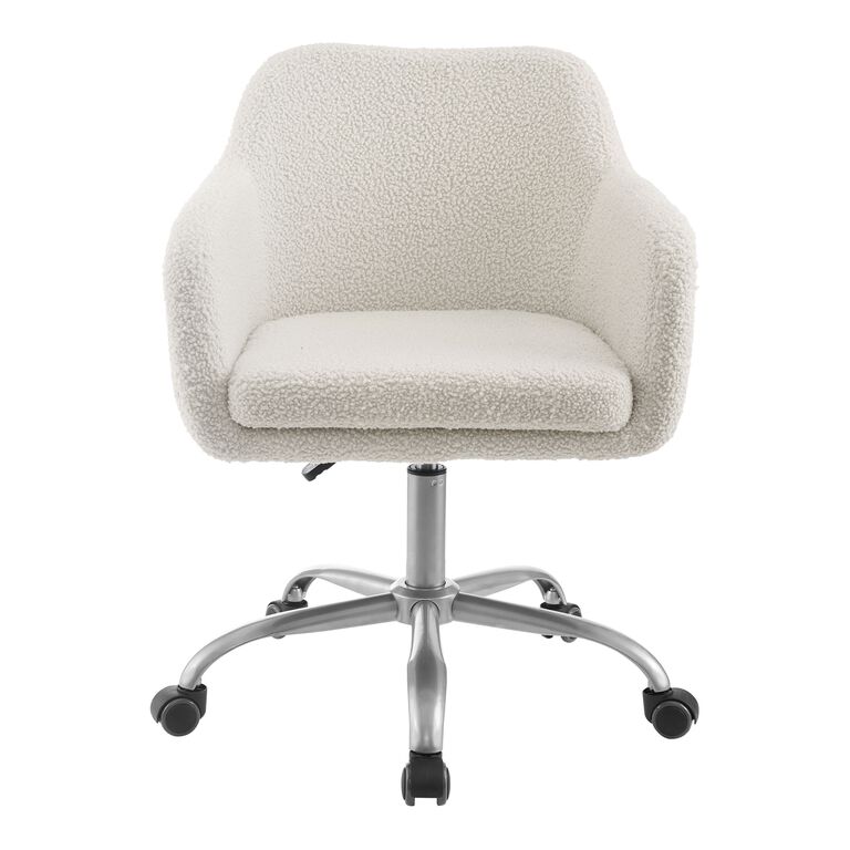 Ryan Ivory Faux Sherpa Upholstered Office Chair image number 3