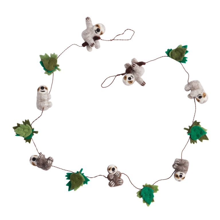 Felted Wool Sloth Garland image number 1