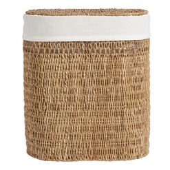 Salma Oval Seagrass Laundry Hamper With Liner and Hinged Lid