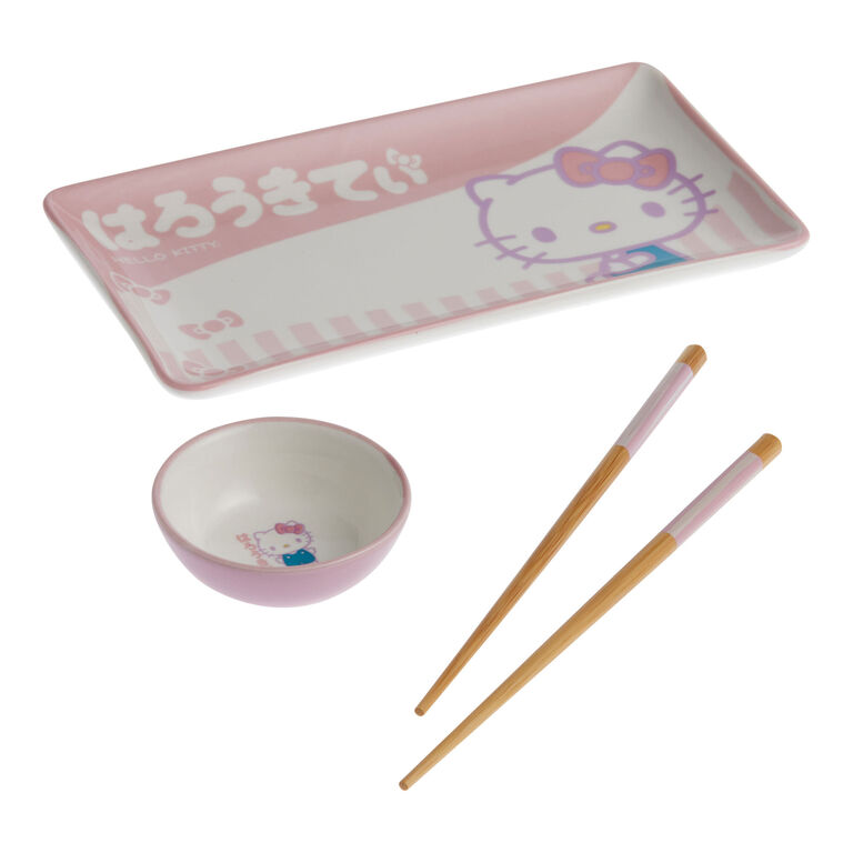 Hello Kitty Pink Ceramic 3 Piece Sushi Set image number 1
