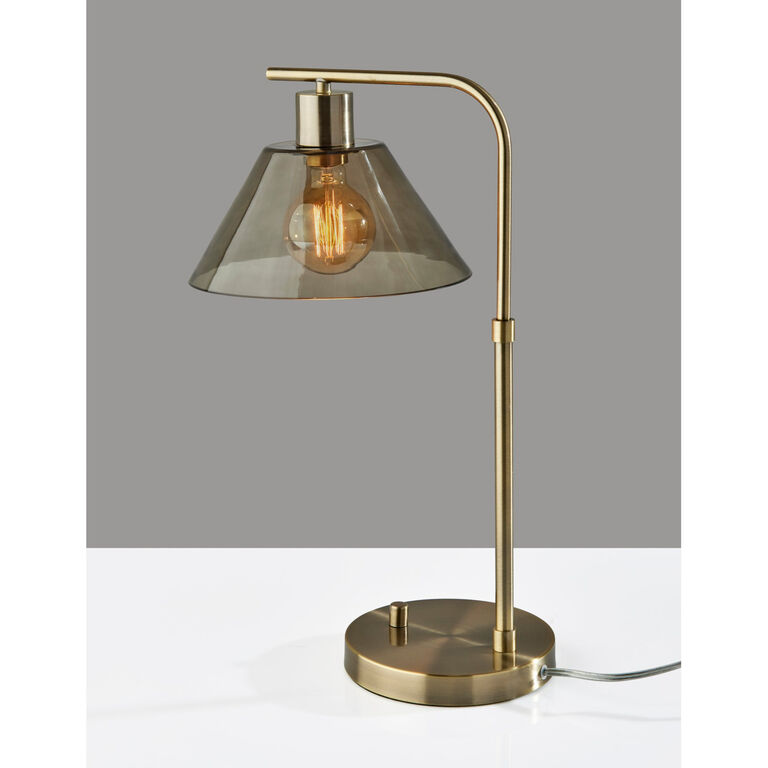 Lune Gray Smoked Glass Dome and Antique Brass Task Lamp image number 3