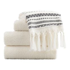 Zohra Ivory And Black Geo Stripe Towel Collection
