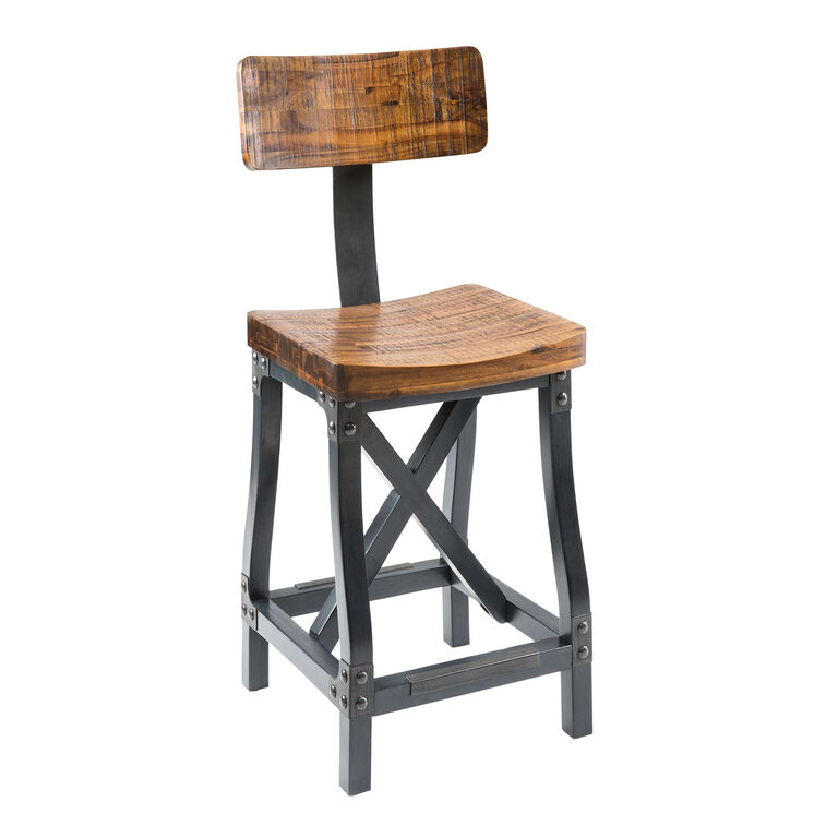 Jenn Solid Acacia Wood Barstool with Removable Back image number 1