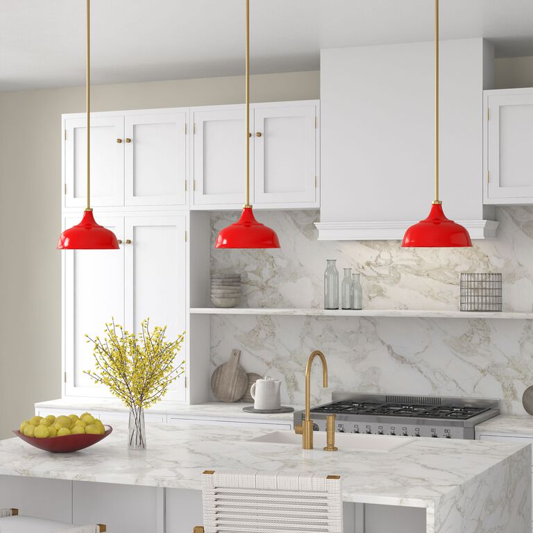 Lucy Red Metal Dome Shade Pendant Lamp image number 2
