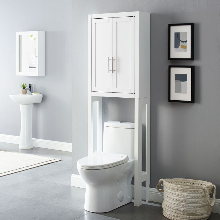 Windport Tall White Bathroom Space Saver Cabinet image number 2