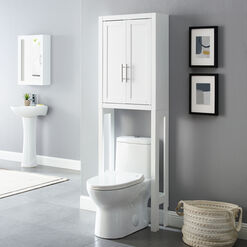 Windport Tall White Bathroom Space Saver Cabinet