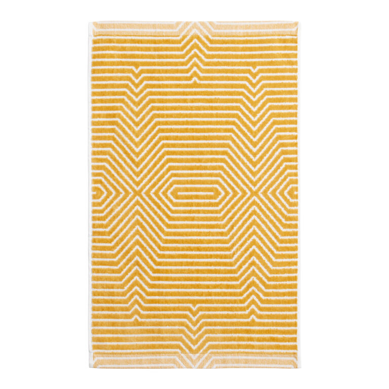 Allura Mustard And White Sculpted Geo Hand Towel image number 3