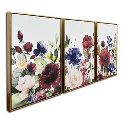 Floral Garden Triptych Framed Canvas Wall Art 3 Piece