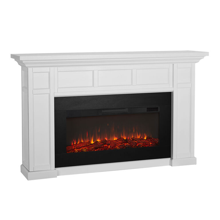 Wildegarde White Wood Electric Fireplace Mantel image number 1