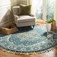Lorena Blue And Gray Floral Medallion Wool Area Rug image number 4
