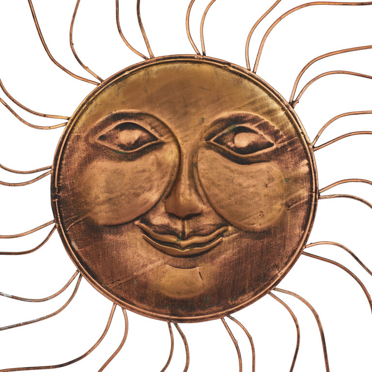 Copper Metal Sun Face Wall Decor image number 4