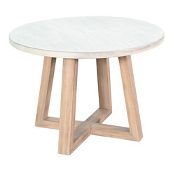 Lanyard Round Gray and Natural Wood Two Tone End Table