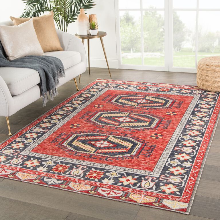 Lima Red And Yellow Medallion Indoor Outdoor Rug image number 4