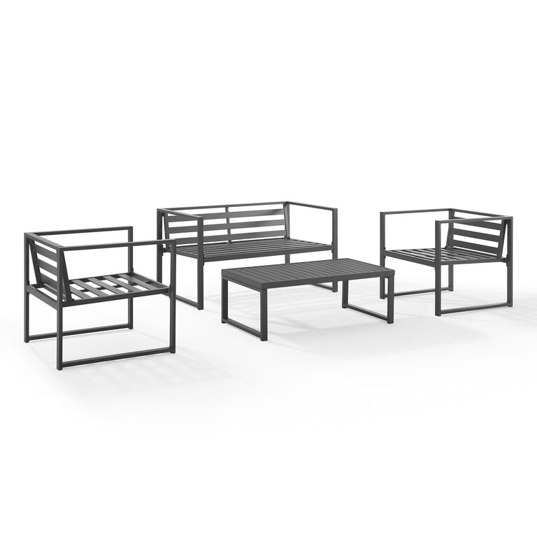 Echo Black Aluminum Modern 4 Piece Outdoor Furniture Set image number 3