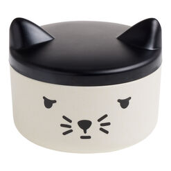 White and Black Bamboo Customizable Pet Treat Container
