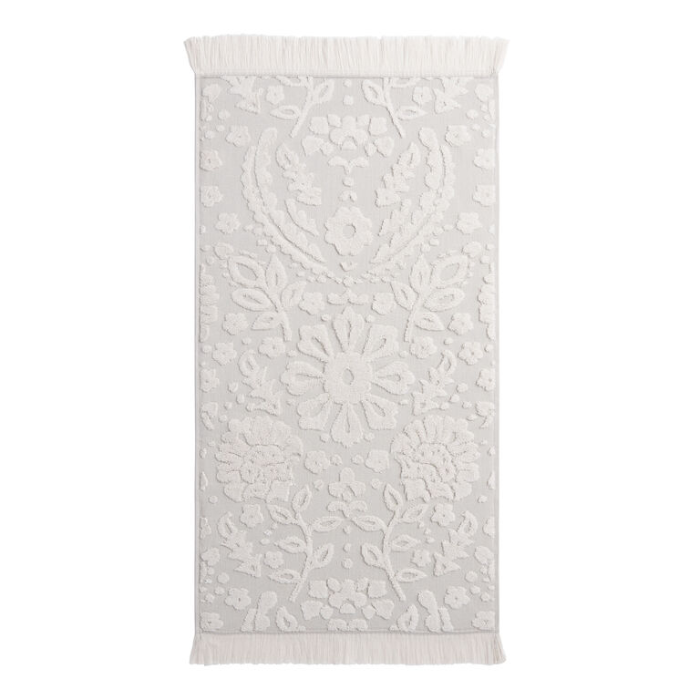 Menlo Gray Sculpted Floral Jacquard Hand Towel image number 3