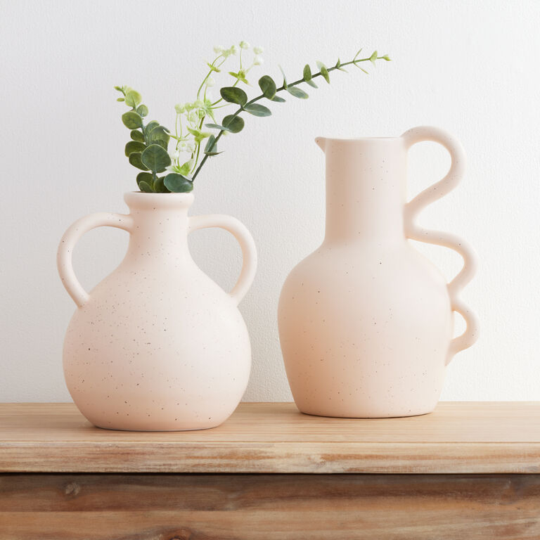 Pale Blush Ceramic Vase With Squiggle Handle image number 2