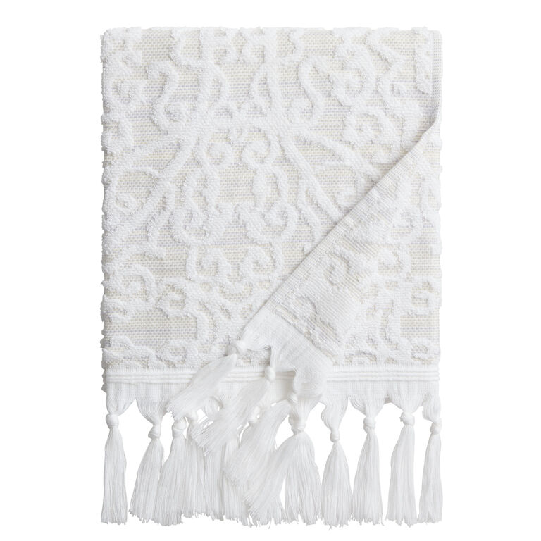 Serena Taupe Sculpted Medallion Towel Collection image number 2