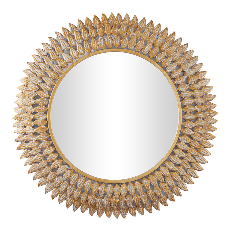 Gold Metal Layered Leaf Wall Mirror image number 1