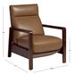 Erik Brown Faux Leather and Wood Upholstered Recliner image number 6