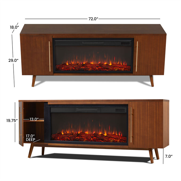 Chester Natural Wood Electric Fireplace Media Stand image number 7