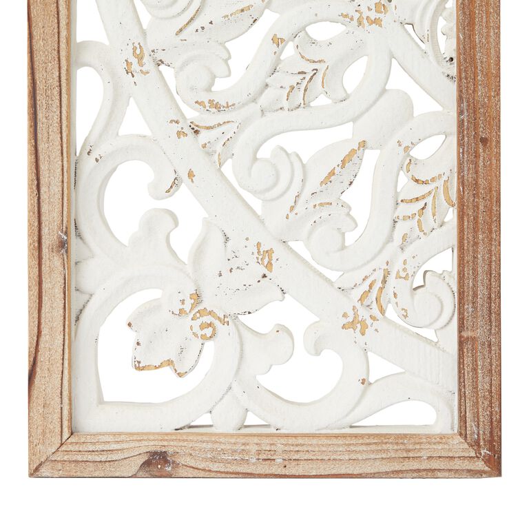 White Wood Floral Panel Farmhouse Wall Decor 3 Piece image number 4