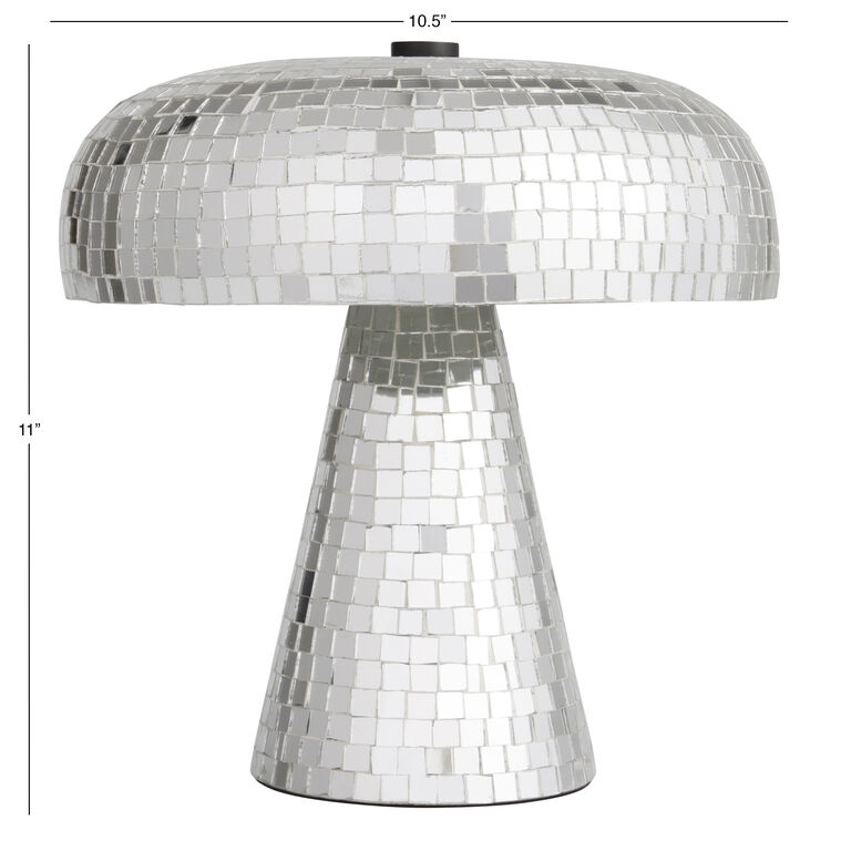 Mirrored Glass Disco Mushroom 2 Light Table Lamp image number 4