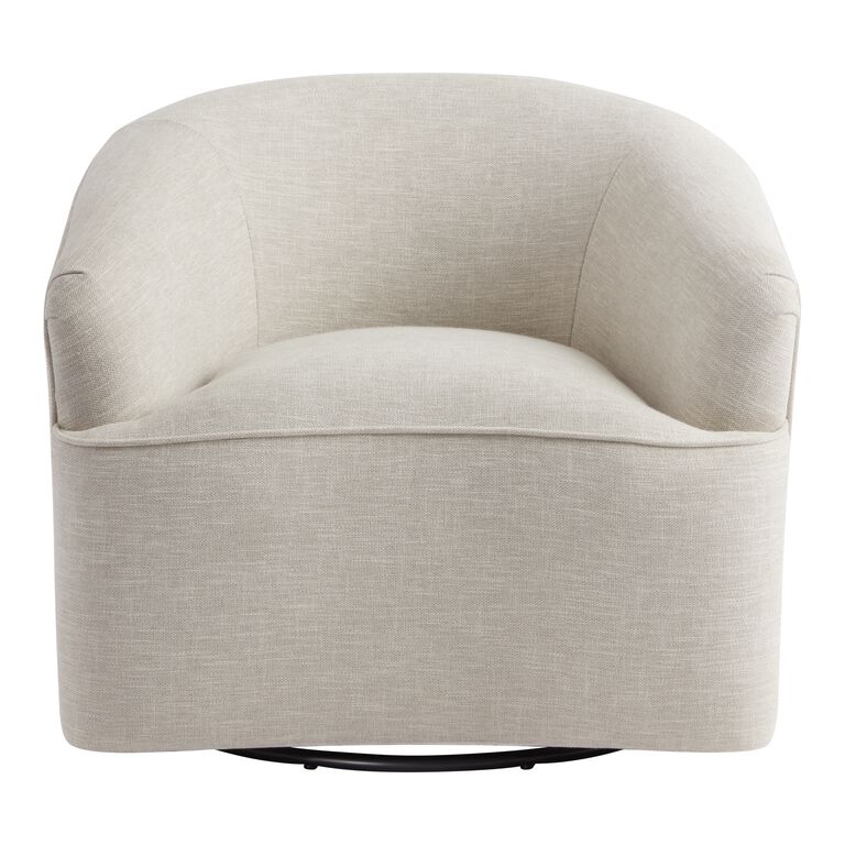 Ivory Curved Back Odin Upholstered Swivel Chair image number 2