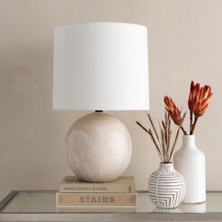 Vogel Ivory Marbled Ceramic Orb Table Lamp