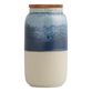 Tall Reactive Glaze Ceramic and Wood Storage Canister image number 0