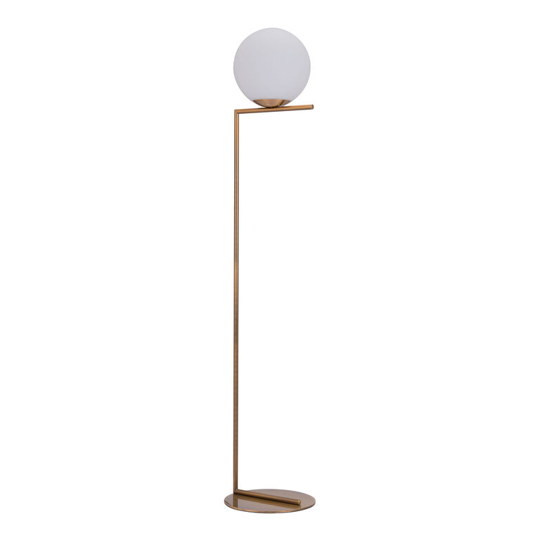 Hudson Brass and Frosted Glass Sphere Floor Lamp image number 1