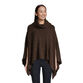 Brown Recycled Yarn Cable Knit Funnel Neck Sweater Poncho image number 0
