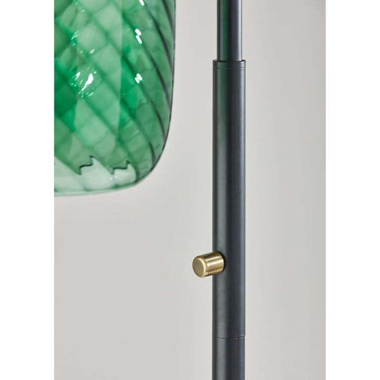 Darcie Emerald Green Glass Cylinder and Brass Floor Lamp image number 5