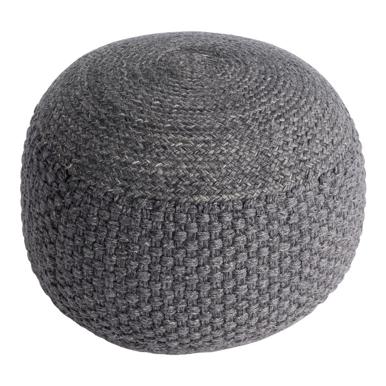Round Braided Indoor Outdoor Pouf image number 1