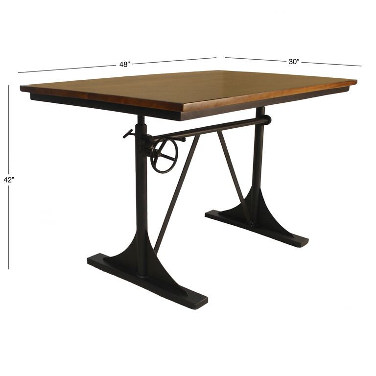 Stellan Wood and Cast Iron Adjustable Height Desk image number 4
