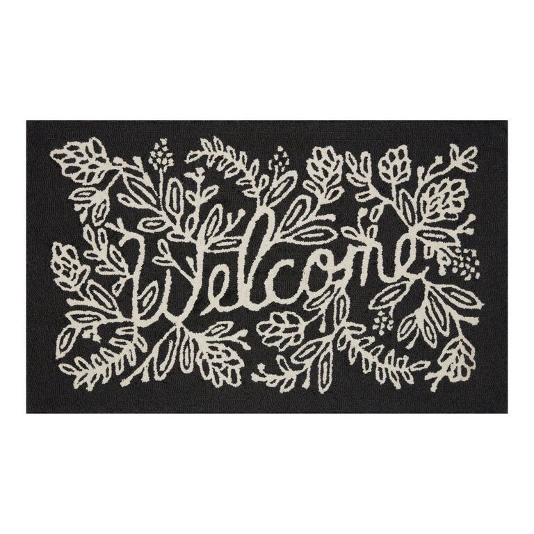 Rifle Paper Co. Black and White Welcome Wool Area Rug image number 1