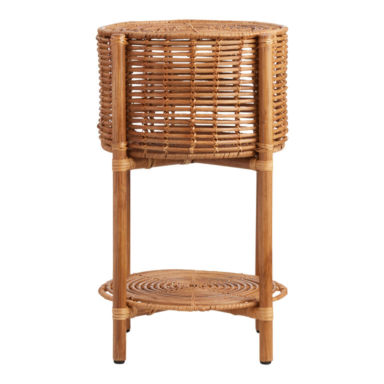 Cory Rattan 2 Tier Basket Stand With Lid image number 2