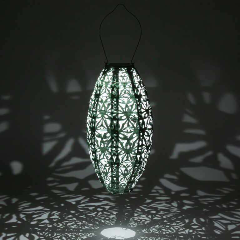 Oval Wildflower Fabric Solar LED Lantern image number 2