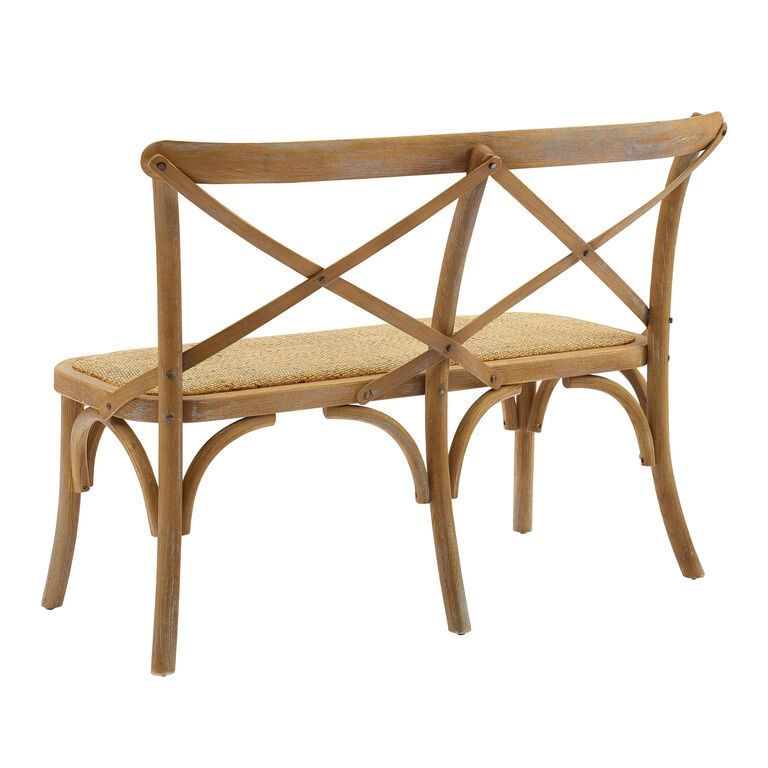 Syena Gray Wood and Rattan Bench image number 4