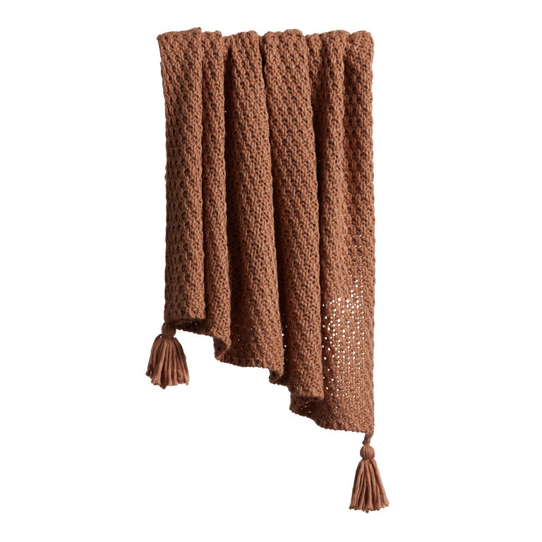 Terracotta Knit Throw Blanket image number 1