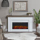 Northfort White Faux Brick and Wood Electric Fireplace Mantel image number 1